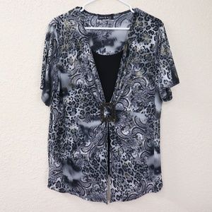 Jane & Eric Plus Size Top Black Gray Gold